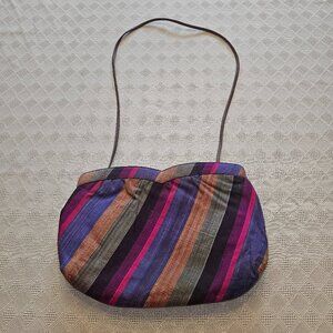 Vintage Venetto Striped Shoulder Bag – Made in USA – Multicolor Fabric Purse